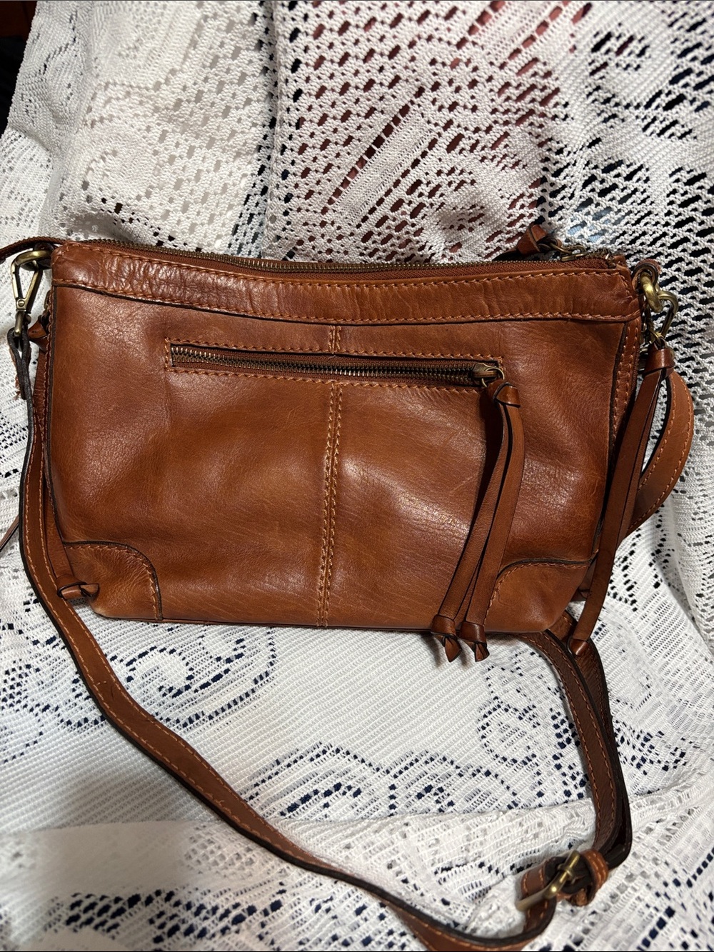 Leather Crossbody Bag - Brown
